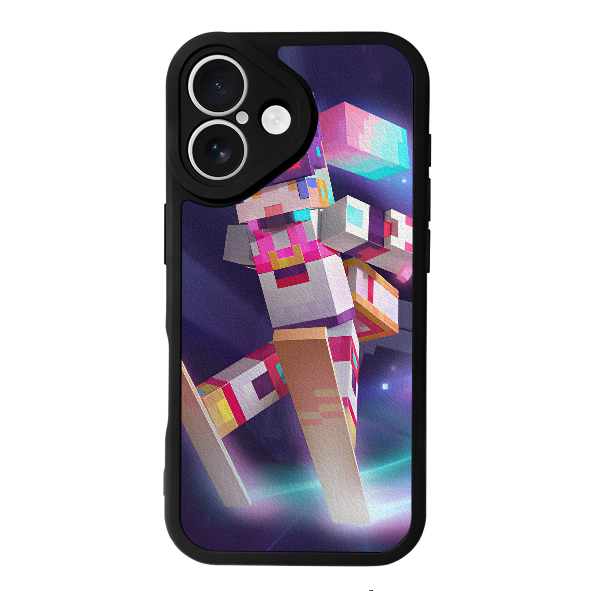 （画像用） マインクラフト ブロックの世界 Minecraft MC Block world 【iPhone 16シリーズ対応】シリコンスマホケース（レザー調） 材質：シリコン